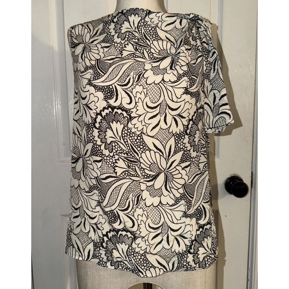 Max Mara Weekend Basilio Silk Top Size US 4 IT 38 Blouse Floral Print Sleeveless